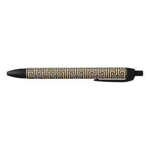 Stylo Noir Grec Meander Carré clé H Motif Brown