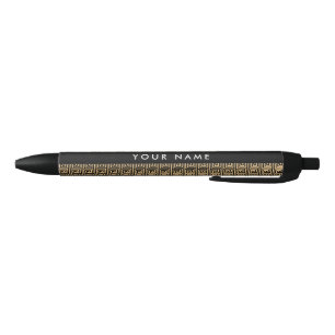 Stylo Noir Grec Meander Key Brown, Votre Nom, Personnaliser