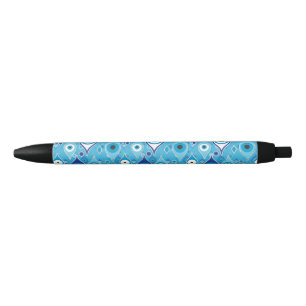 Stylo Noir Grèce Mati Mataki - motif des yeux malveillants de