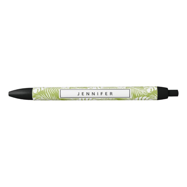 Stylo Noir Green Palm Feuille Rainforest Motif (Devant)