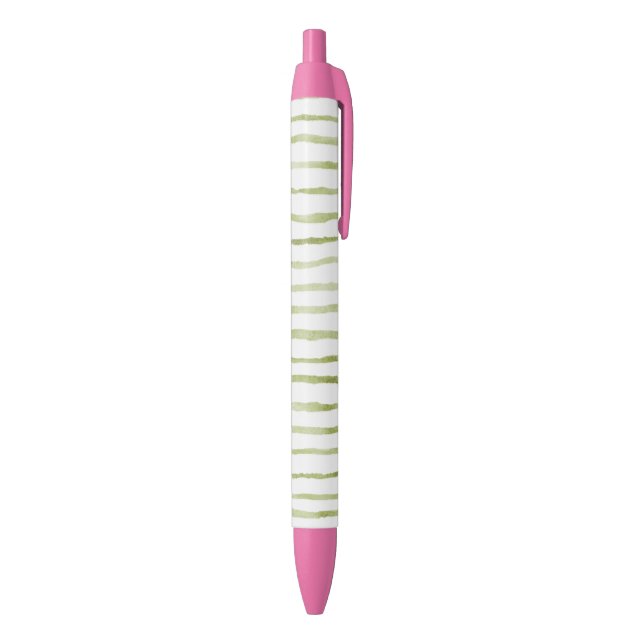 Stylo Noir Green White Stripes   (Bas (Vertical))