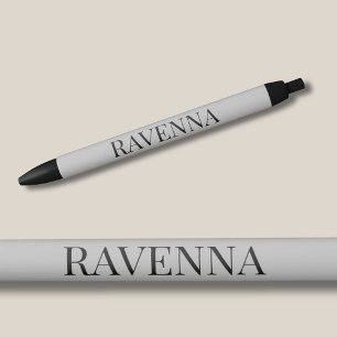 Stylo Noir Greige Luxe Serif Nom Personnalisé Personnalisé