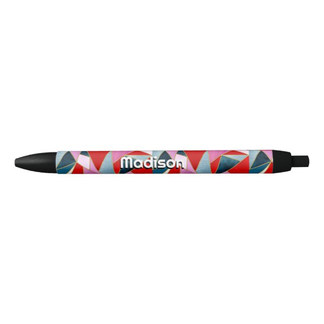 Stylo Noir gris rouge chic abstrait (Devant)