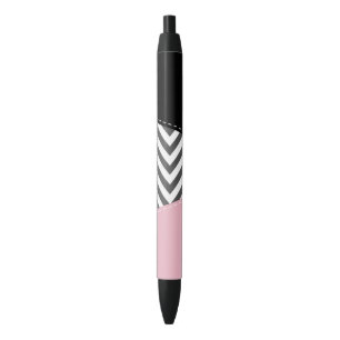 Stylo Noir Gris Zigzag, Gris Chevron, Motif Zigzag, Rose