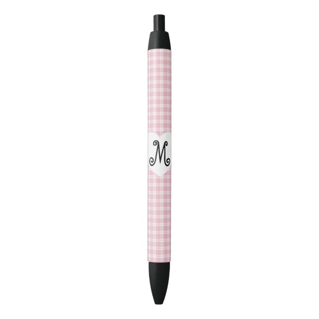 Stylo Noir Guingan rose avec un coeur (devant Vertical)