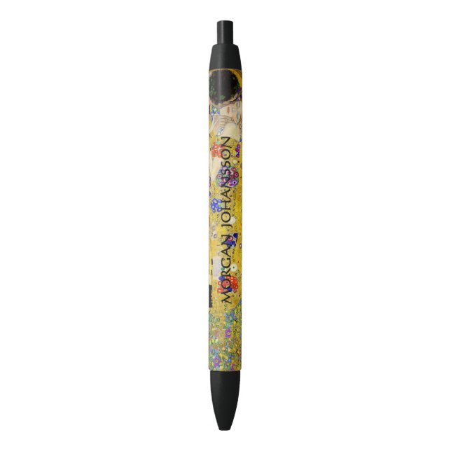 Stylo Noir Gustav Klimt – Le Baiser – Texte personnalisé (devant Vertical)