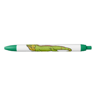 Stylo Noir Happy green iguana cartoon