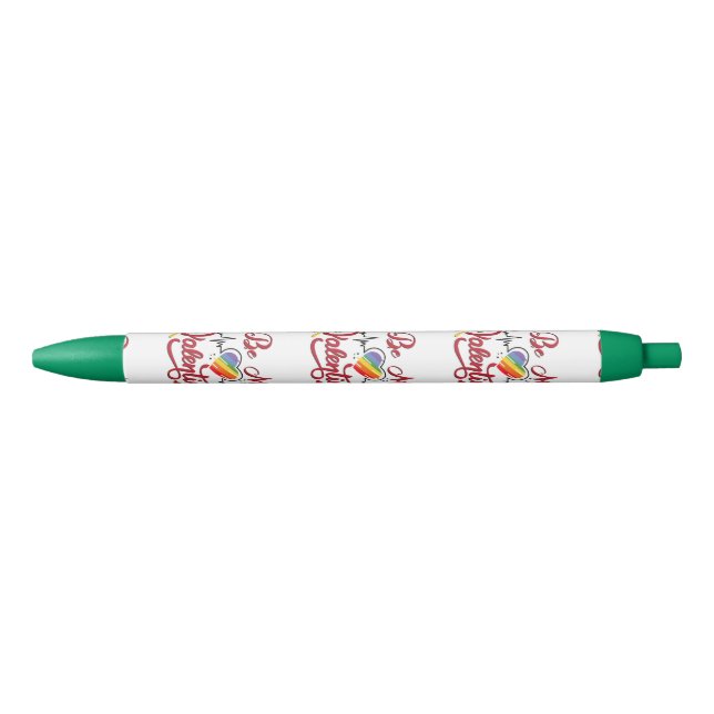 Stylo Noir Heartbeat pride Heart, My valentine (Devant)