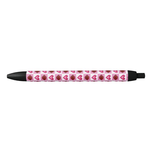Stylo Noir Hearts and Kisses Pen (Devant)