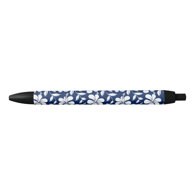Stylo Noir hibiscus bleu et blanc (Devant)