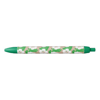 Stylo Noir Hibiscus hawaïen tropical Khaki beige
