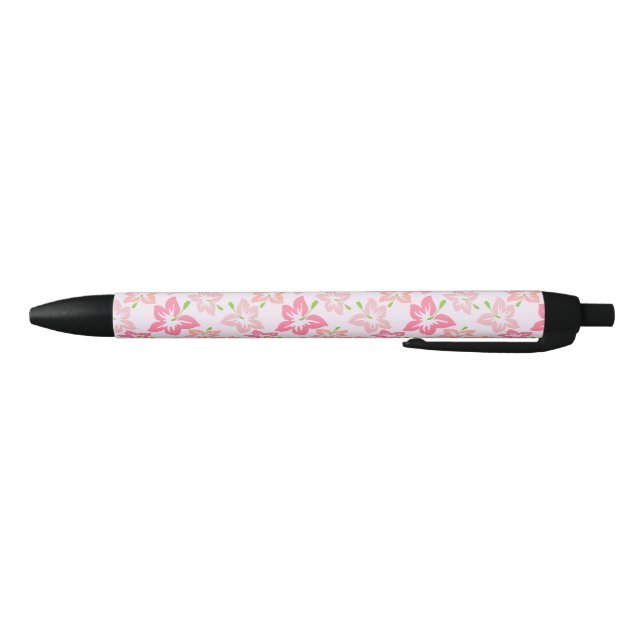 Stylo Noir Hibiscus Rose, Fleurs Roses, Motif De Fleurs (Bas)