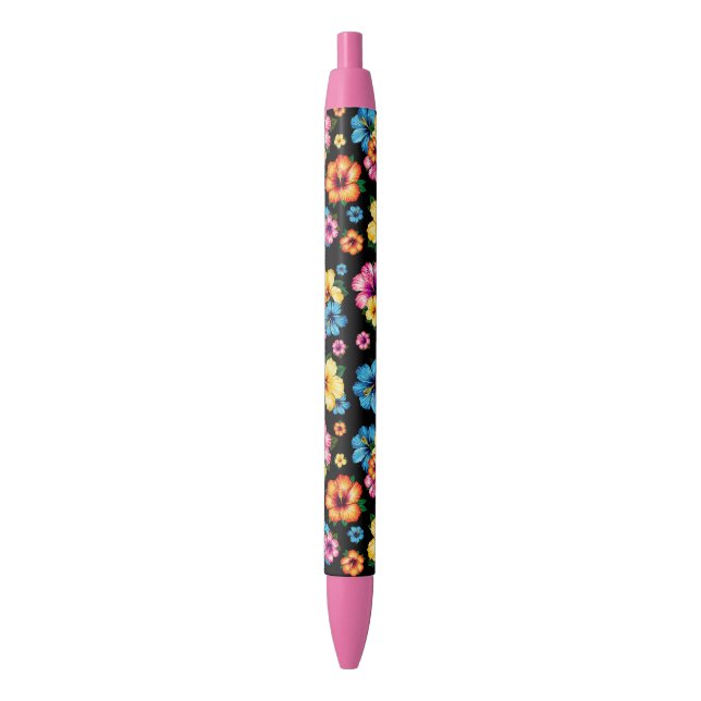 Stylo Noir Hibiscus tropical (devant Vertical)