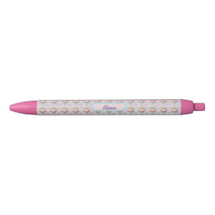 Stylo Noir Hibou à rayures transversales motif pastel
