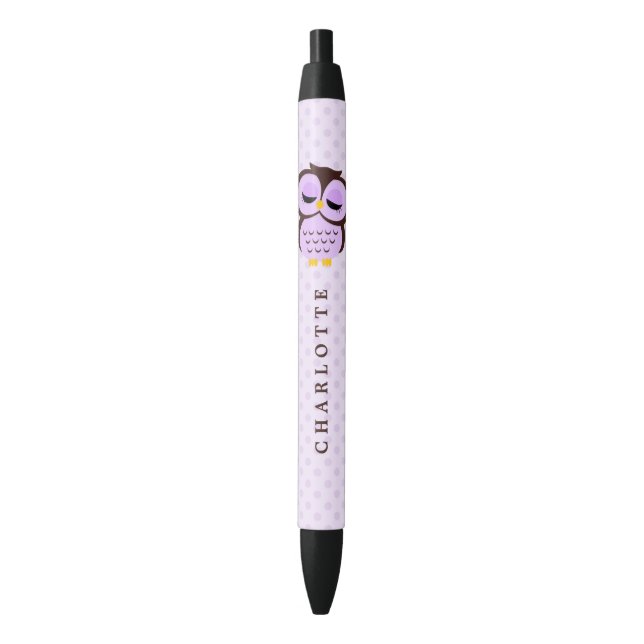 Stylo Noir Hibou lunatique mignon (devant Vertical)
