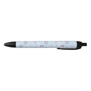 Stylo Noir Hiboux tribaux mignons bleus et pourpres