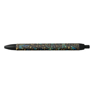 Stylo Noir Hiéroglyphes égyptiens anciens Marbre et or