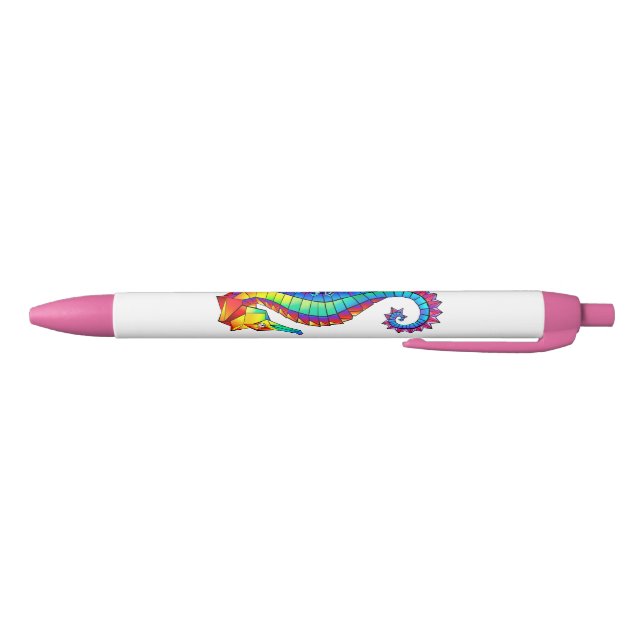 Stylo Noir Hippocampe polygonal arc-en-ciel (Bas)