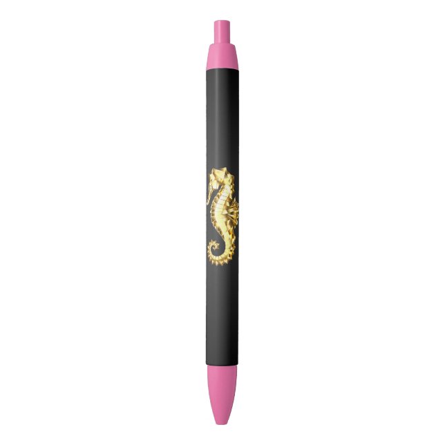 Stylo Noir Hippocampe Polygonal Or (devant Vertical)