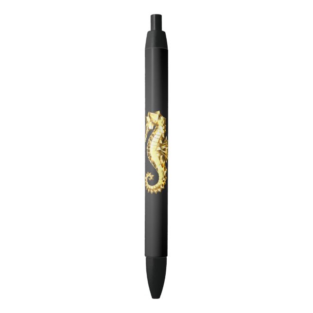 Stylo Noir Hippocampe Polygonal Or (devant Vertical)