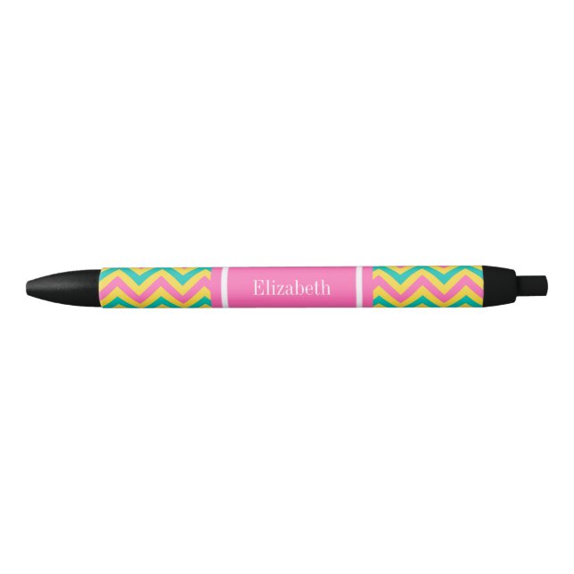 Stylo Noir Hot rose 2 Ananas Turquoise LG Chevron Nom Monogra (Devant)