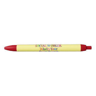 Stylo Noir Humour du travailleur social, texte coloré,