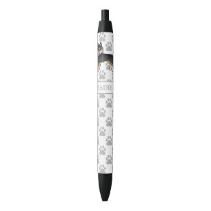 Stylo Noir Husky Sibérien noir et feu, Chien de dessin animé