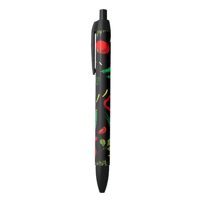 Stylo Noir Icônes végétales colorées (Haut (Vertical))