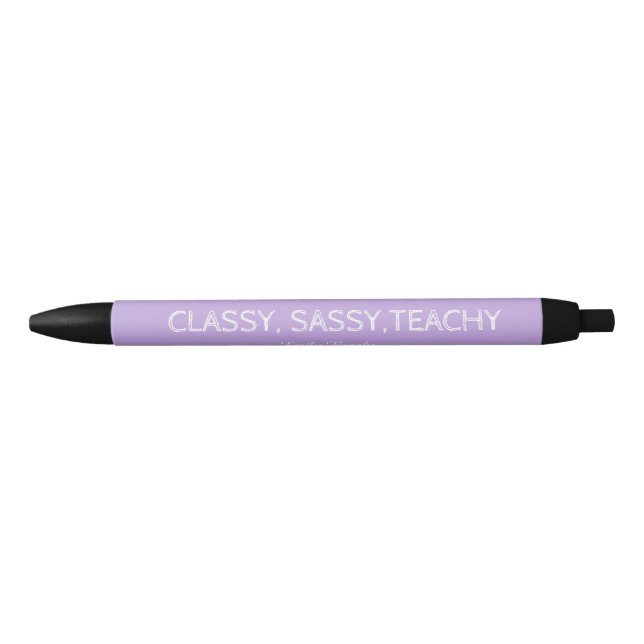 Stylo Noir Idée de cadeau personnalisé pour enseignant violet (Devant)