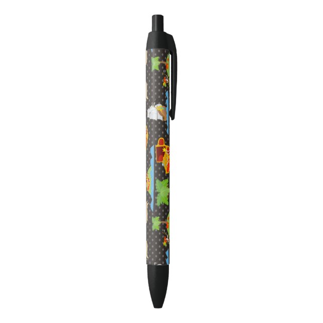 Stylo Noir Île au trésor Palmier Drapeau Pirate Raid (Bas (Vertical))
