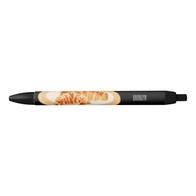 Stylo Noir Illustration de dessin animé de croissant   (Devant)