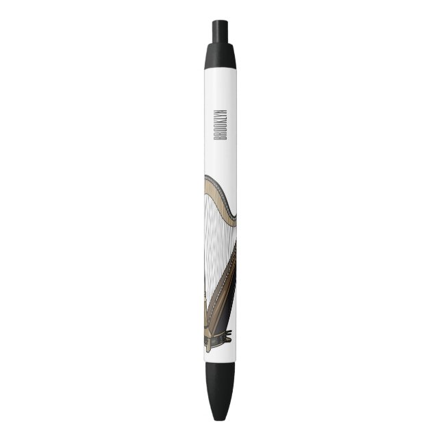 Stylo Noir Illustration de dessin animé sur la harpe (devant Vertical)