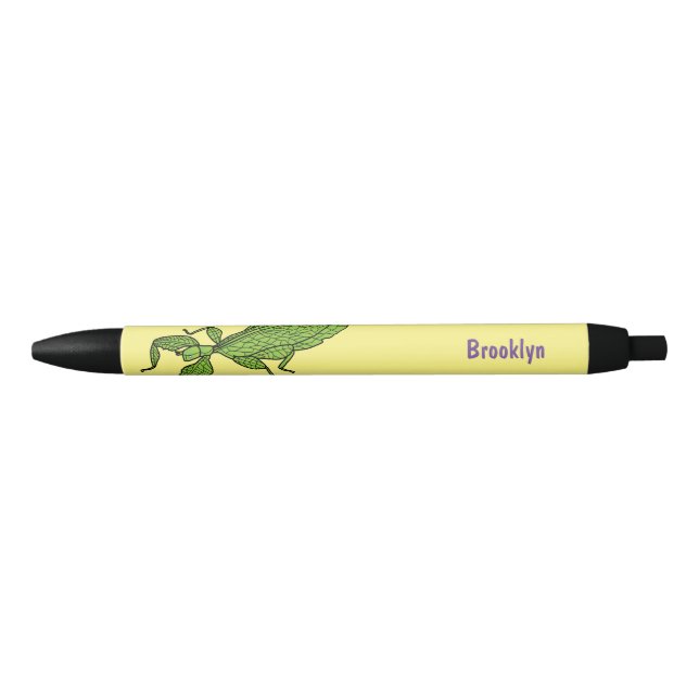Stylo Noir Illustration de dessin d'insecte des feuilles vert (Devant)