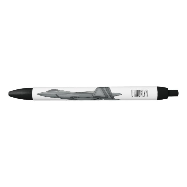 Stylo Noir Illustration de l'avion de chasse (Devant)