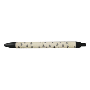 Stylo Noir Illustration de montagne arborée motif rustique
