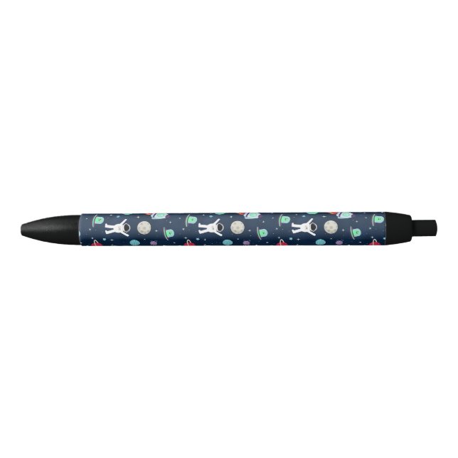 Stylo Noir illustration de motif spatial (Devant)