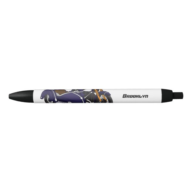 Stylo Noir Illustration de moto pourpre Sidecar (Devant)