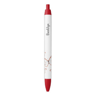 Stylo Noir Illustration de papillon en verre