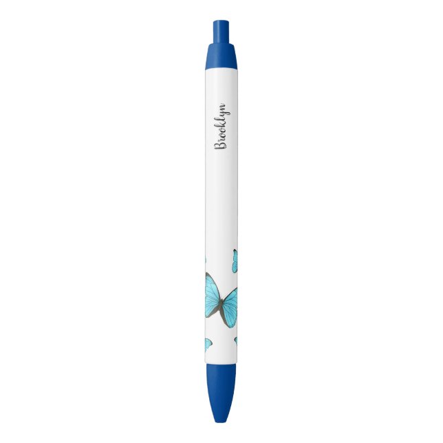 Stylo Noir Illustration de papillons Morpho (devant Vertical)