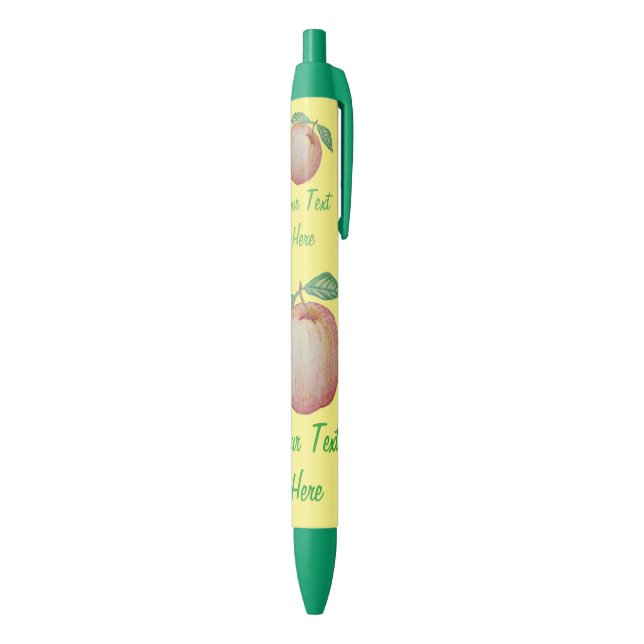 Stylo Noir Illustration de pomme rouge avec feuillage vert (Bas (Vertical))