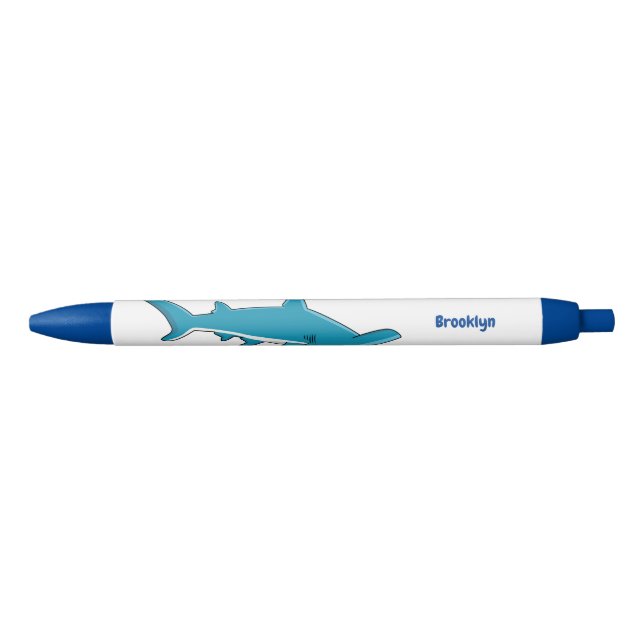 Stylo Noir Illustration de requin marteau (Devant)