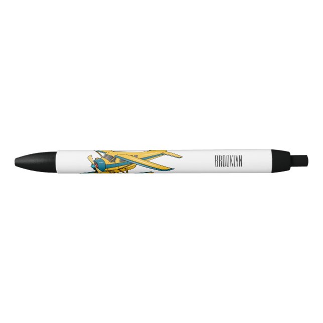 Stylo Noir Illustration d'hydravion (Devant)