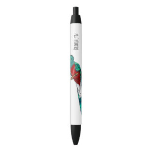 Stylo Noir Illustration d'oiseau de quetzal resplendissant