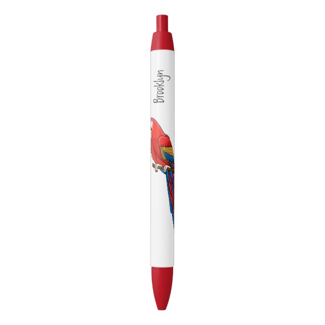 Stylo Noir Illustration du perroquet de macaw Scarlet (devant Vertical)