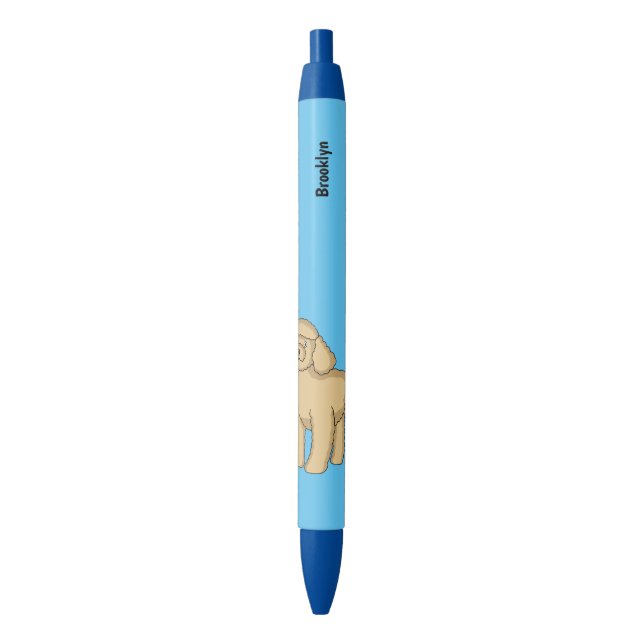 Stylo Noir Illustration d'un caniche brun joyeux (devant Vertical)