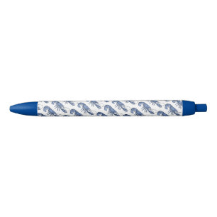 Stylo Noir Image Rétro Vintage Homard Bleu