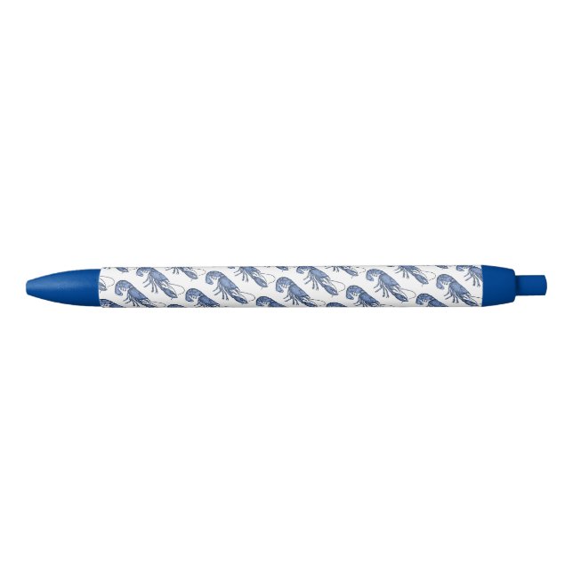 Stylo Noir Image Rétro Vintage Homard Bleu (Devant)