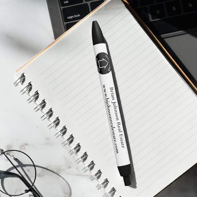 Stylo Noir Immobilier Société Personnalisé Logo Realtor Marke (Créateur téléchargé)