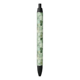 Stylo Noir Impression d'alligator vert    