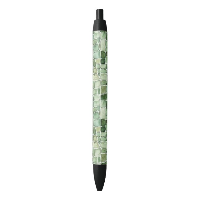Stylo Noir Impression d'alligator vert     (devant Vertical)